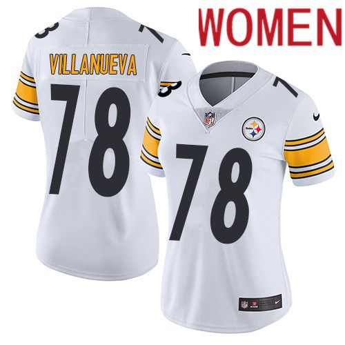 Women Pittsburgh Steelers #78 Alejandro Villanueva Nike White Vapor Limited NFL Jersey->women nfl jersey->Women Jersey